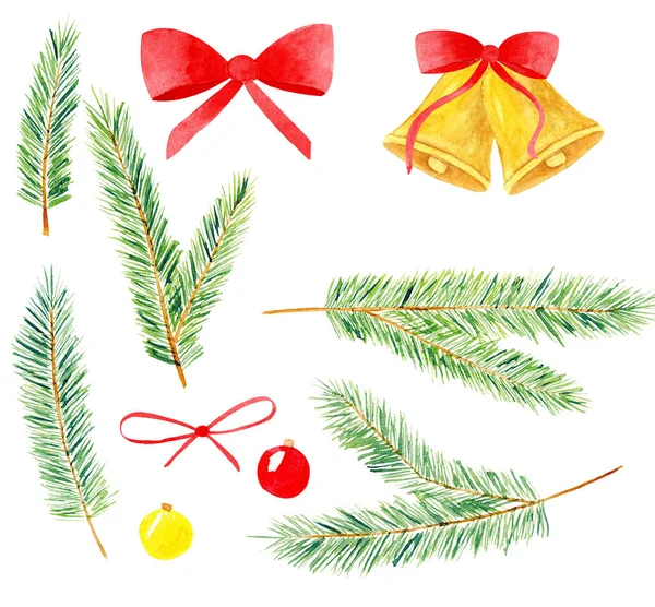 New Year holiday attributes hand drawn illustrations set — Stock Photo, Image