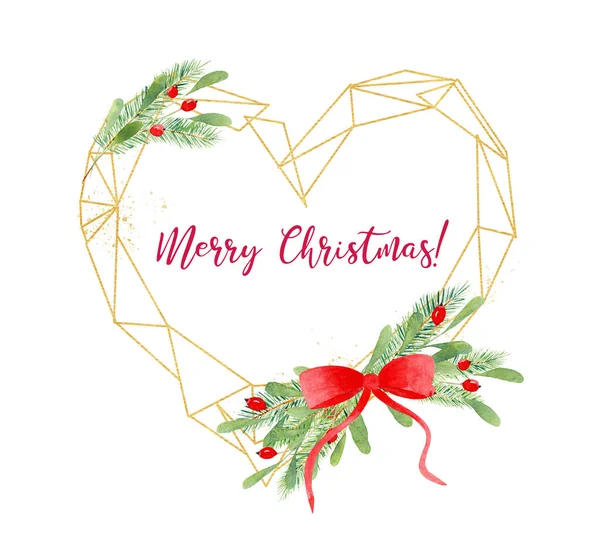 Heart shape frame with Merry Christmas lettering — Stock Photo, Image
