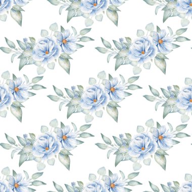 Sevimli çiçekli kompozisyon el çizimi akvaryumsuz desen