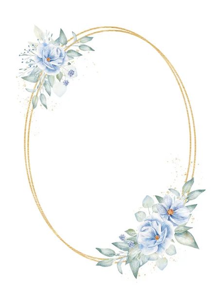 Dubbel oval ram med blommiga element handritad raster illustration — Stockfoto
