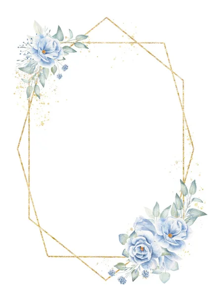 Geometrisk blank ram med blommiga element handritad raster illustration — Stockfoto