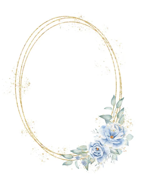 Drievoudige ovale bloemrand met de hand getekend raster illustratie — Stockfoto