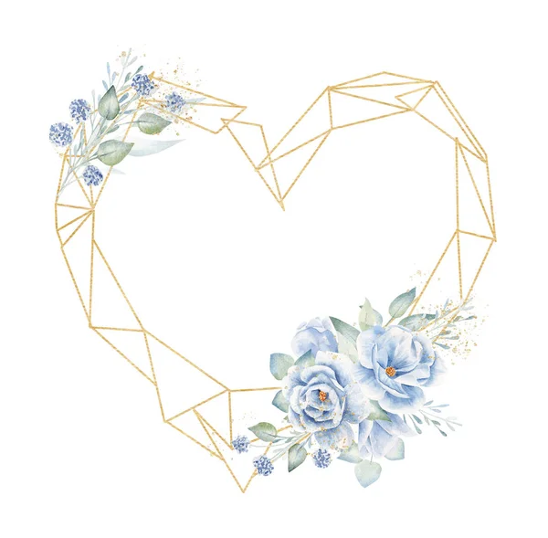 Heart shaped frame with floral elements hand drawn raster illustration — Stock Photo, Image