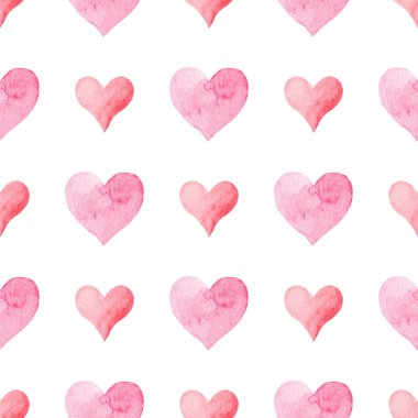 Beyaz arka planda pembe suluboya kalple kusursuz desen.