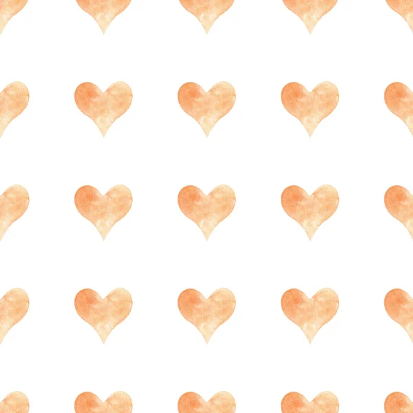 Seamless pattern with orange hearts. Hand drawn raster illustration. — Stock Photo, Image