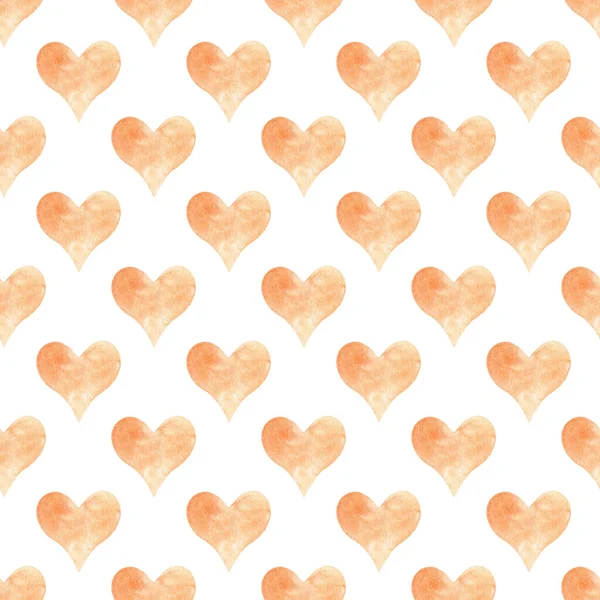 Seamless pattern with orange hearts. Hand drawn raster illustration. — Stock Photo, Image