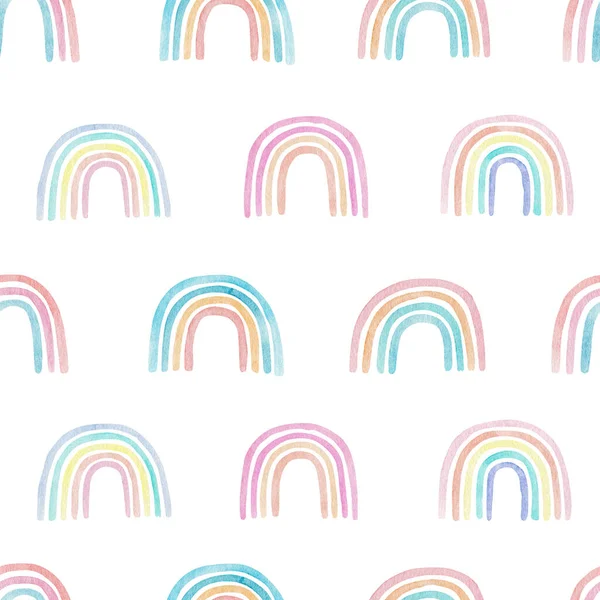 水彩虹シームレスパターン 手塗りのパステルカラーのクリッパー 赤ん坊シャワーグラフィック デジタルペーパー 現代美術 保育園のイラスト ロイヤリティフリーのストック画像