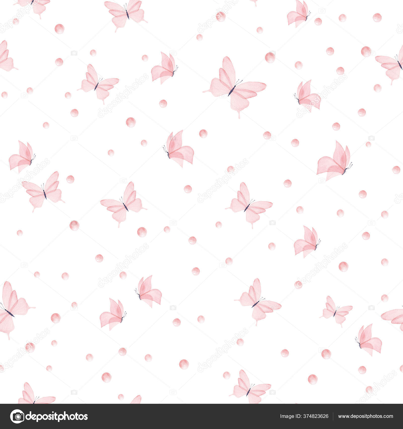 Borboletas Aquarela Rosa Sem Costura Padrão Fundo Branco Papel Digital —  Foto © TaniaLerro #374823626, image size:1600x1700