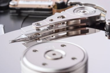 HDD kafaları kapatın. Seçici odak.