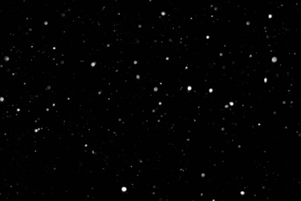 Siyah arka planda kar yağıyor. Siyah arkaplanda gerçek bulanık kar taneleri