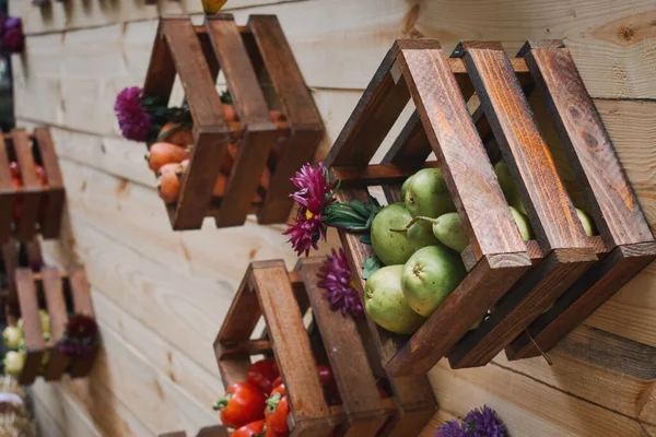 Upcycling Ideen Recycling Kunsthandwerk Für Hause Holzbehälter Für Obst Und — Stockfoto