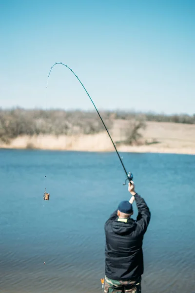 Pêche Nourrisseur Carpe Pêche Panier Acier Appât Mangeur Sur Tige — Photo