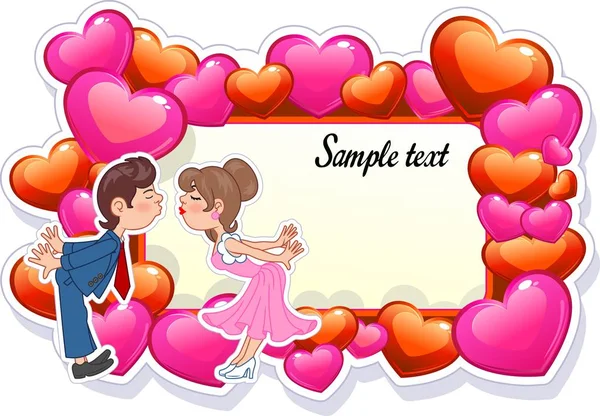 Wedding Invitation Card Couple Characters — Stock Vector