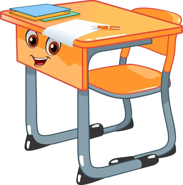 Γραφείο Σχολείου Και Καρέκλα Εικονογράφηση Διανύσματος — Διανυσματικό Αρχείο