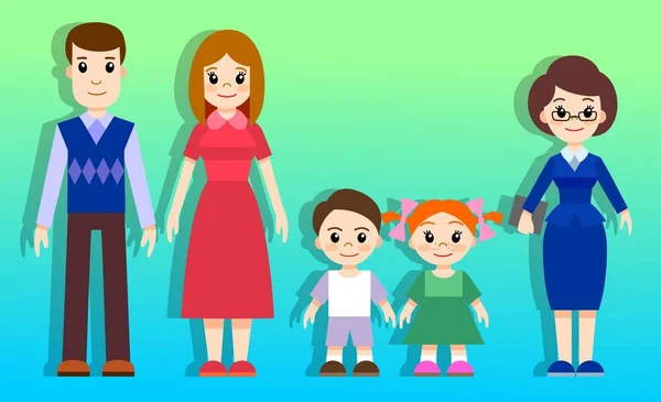 Una Familia Personajes Para Animación — Archivo Imágenes Vectoriales