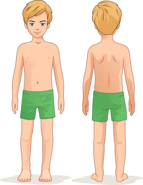 Boy Shorts Full Growth Front Back Vector Illustration — Stock Vector