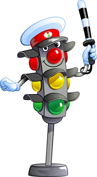 Komik trafik ışığı. Vektör illüstrasyonu.