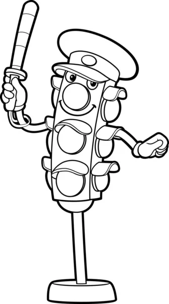 Çizgi film trafik ışığı. Vektör çizimi. Çocuklar için boyama kitabı.