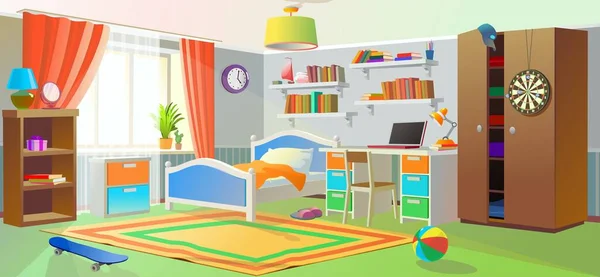 Modern ergen odası. Çok sayıda şey ve nesne.