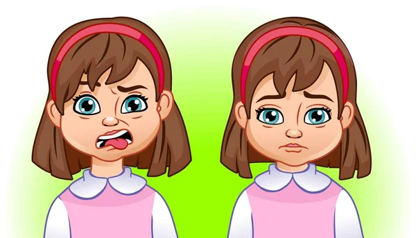 Les Émotions Une Fille Aversion Tristesse Dessin Animé Bébé Mignon Illustration De Stock