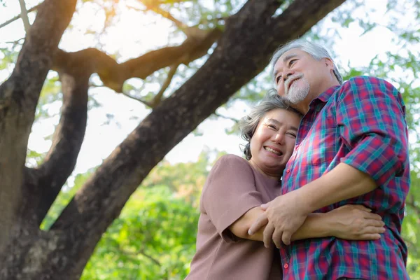 Felicidade Avós Casal Asiático Avô Avó Abraçando Uns Aos Outros — Fotografia de Stock