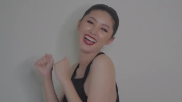 Schönheit Junge Asiatische Frau Tanzen Attraktive Schöne Mädchen Glücklich Und — Stockvideo