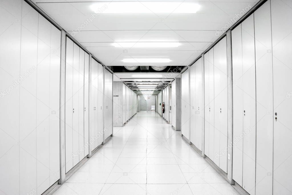 industrial building science laboratory empty corridor hallway il