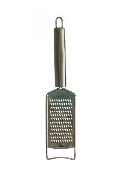 One small metal food grater close up shot isolated on pure wh — стоковое фото