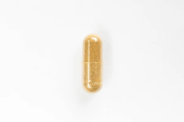 Brown Colored Medicine Soft Pill Capsule Macro Close Shot Isolated — Stock Photo, Image