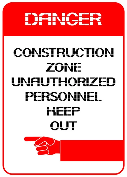 Bouw Zone Onbevoegd Personeel Alleen Houden Een Poster Voorzorgsmaatregelen Bij — Stockvector