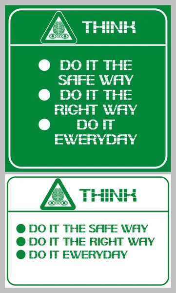 Think Safe Way Right Way Everyday Important Conditions Maintaining Health — стоковый вектор