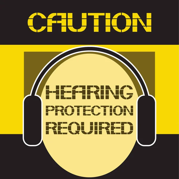 Attenzione. Necessaria protezione dell'udito . — Vettoriale Stock