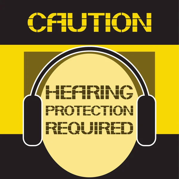 Caution.Hearing perlindungan diperlukan . - Stok Vektor