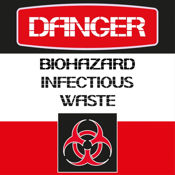 Gefahr. Biogefährliche infektiöse Abfälle. — Stockvektor