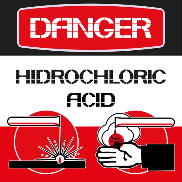 Danger. Hydrochloric acid. — Stock Vector