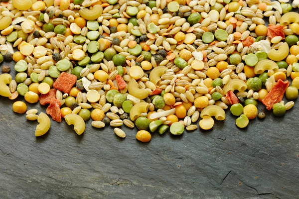 Légumes Secs Mélangés Pâtes Pour Ragoût Végétalien Soupe Avec Espace — Photo