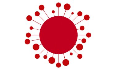 Japon bayrağının kavramsal tasarımı, Tokyo 2020 Olimpiyatları 'nda covid-19 koronavirüsünün görülme oranını gösteriyor..