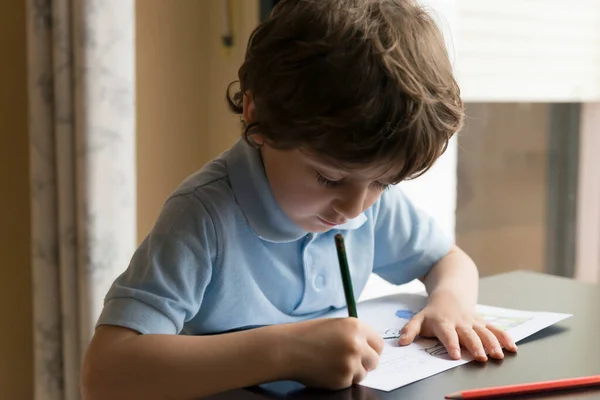 Child Doing Homework Window — Stock Photo, Image
