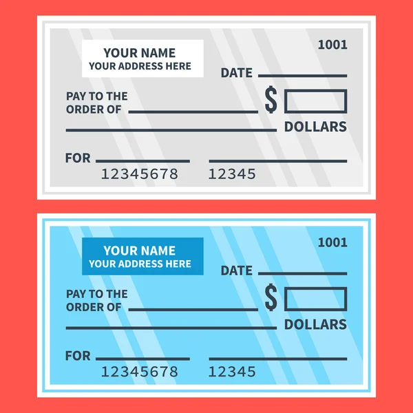 Vector bank controles set. Blanco cheques. Platte ontwerp illustratie — Stockvector