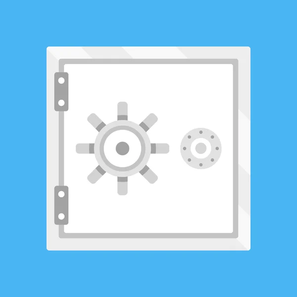 Icono de caja fuerte del vector. Diseño plano metal cerrado ilustración segura aislado sobre fondo azul — Archivo Imágenes Vectoriales