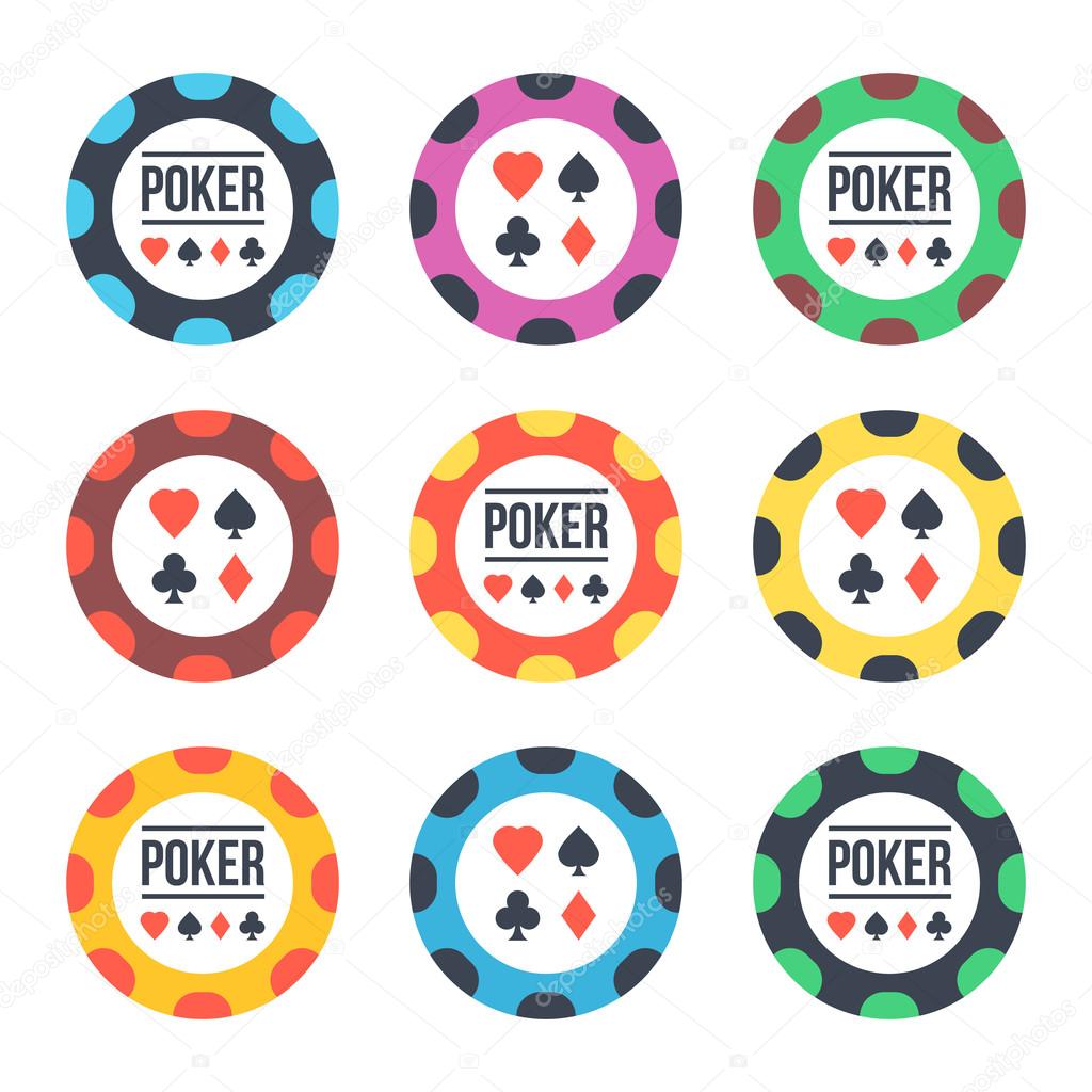 Vector casino chips icons set. Modern flat design