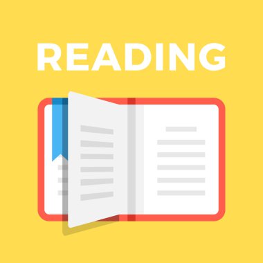 Vektör kitap. Okuma kavramı. Düz tasarım