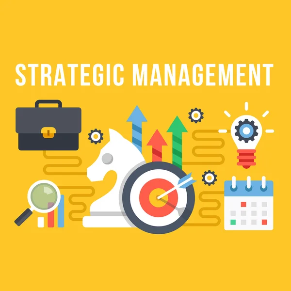 Strategic management flat illustration. Creative flat design concepts and elements for web sites, printed materials, web banners, infographics. Modern vector illustration — Stock Vector