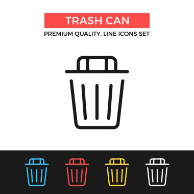 Çöp kutusu simgesini vektör. İnce çizgi simgesi