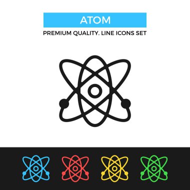 Vektör atom simgesi. İnce çizgi simgesi