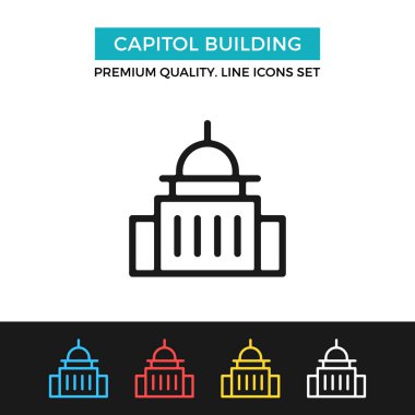 Vector Capitol building icon. Thin line icon clipart