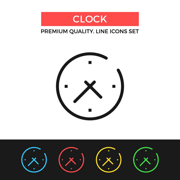 Vector clock icon. Thin line icon