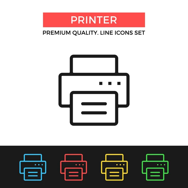 Het pictogram van de printer van het vector. Dunne lijn pictogram — Stockvector