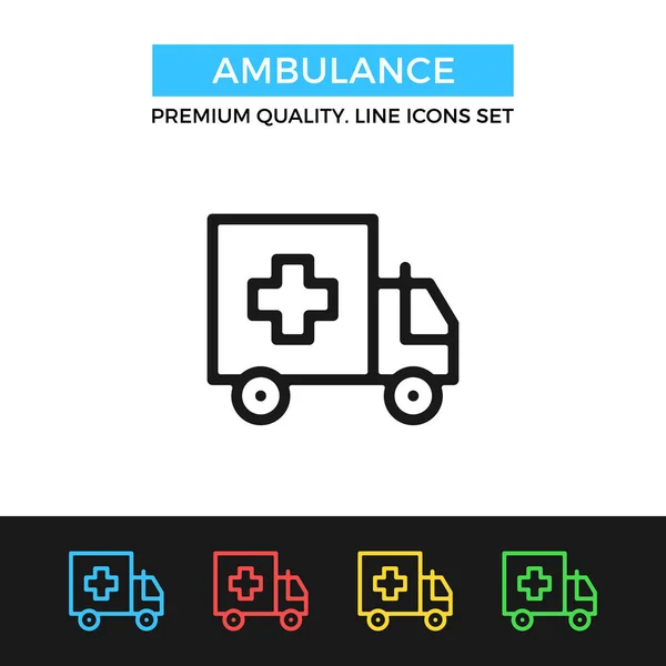 Icône d'ambulance vectorielle. Icône de ligne mince — Image vectorielle