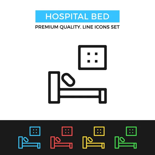 Vektor kórházi ágy ikonra. Vékony vonal ikon — Stock Vector